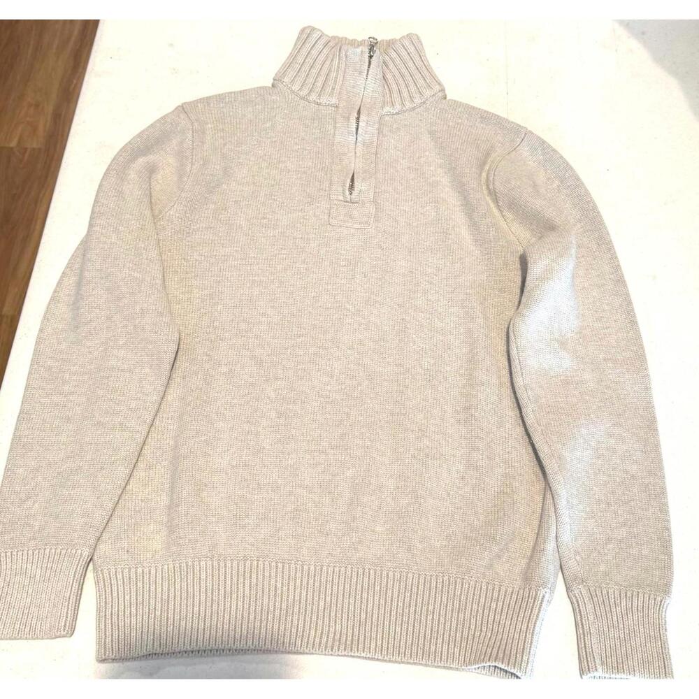 J Crew Crew Neck Three Quarter Zip Sweater Size Small 100 Percent Cotton